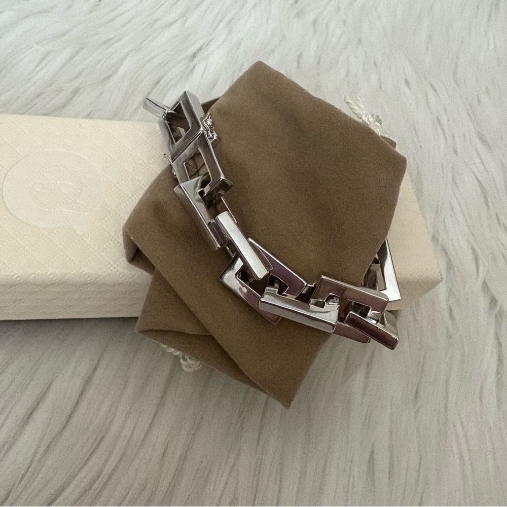 QVC Bronzo Italia Polished Rectangle Link Bracelet - White Bronze
